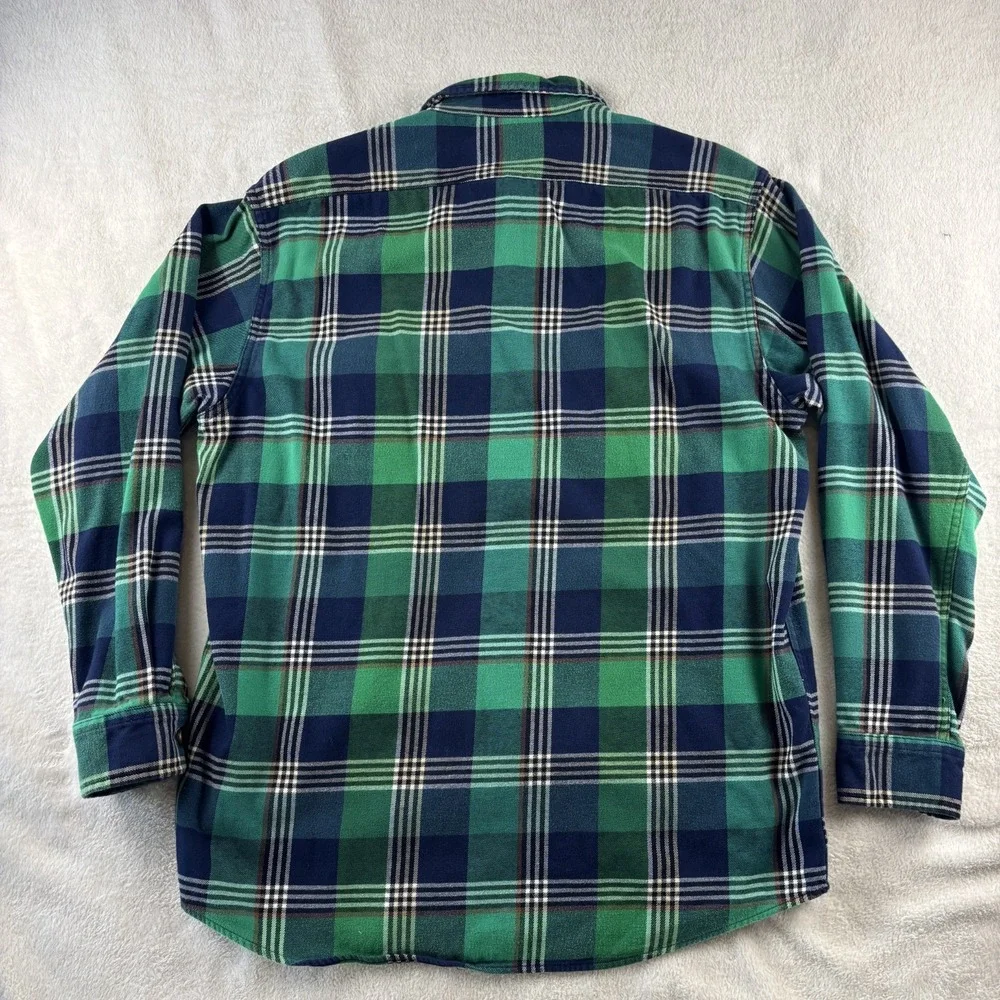 Bills‎ Khakis Flannel Shirt Mens Large Green Plaid Cotton Button Up Classic Fit